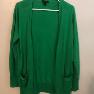 Jcrew green long button-up cardigan